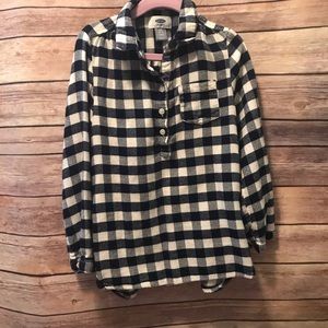 Navy checked pullover top